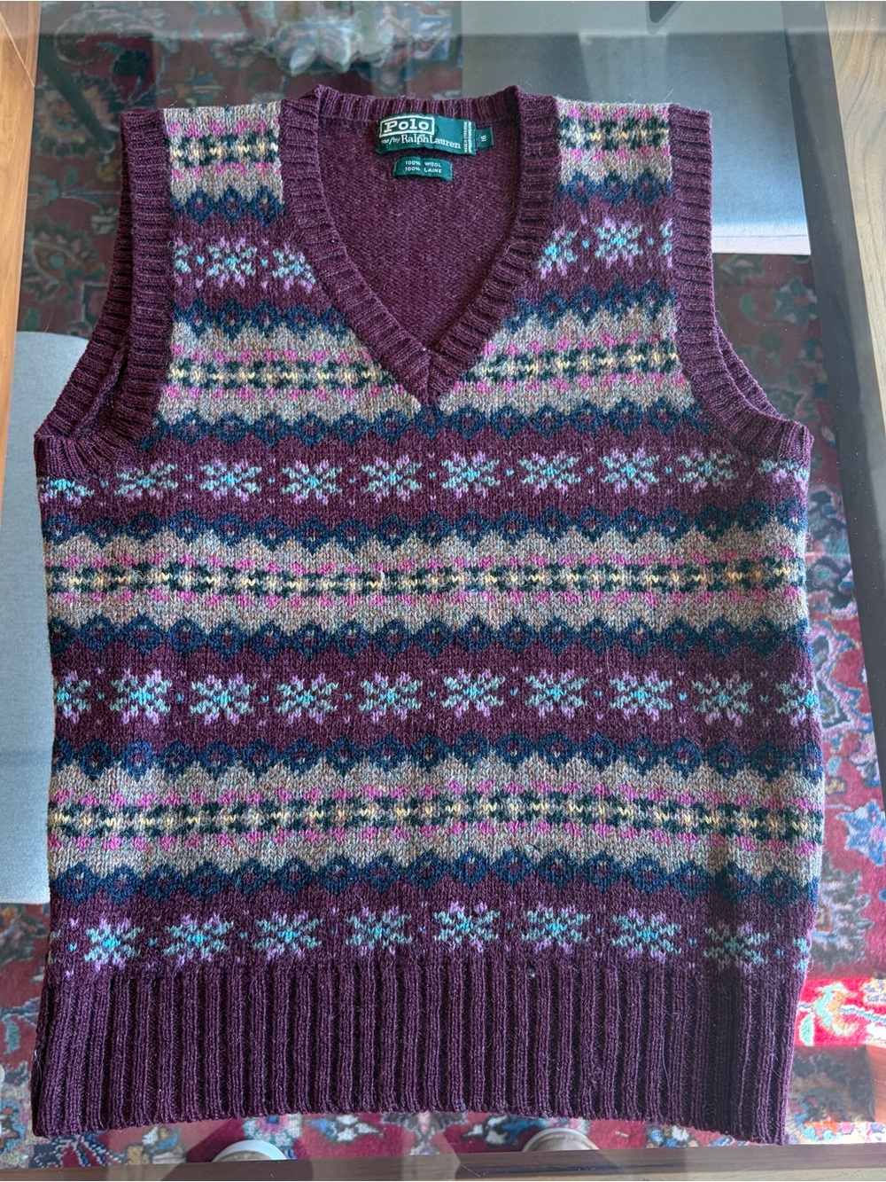 Ralph Lauren Fair Isle 100% Wool Sweater Vest